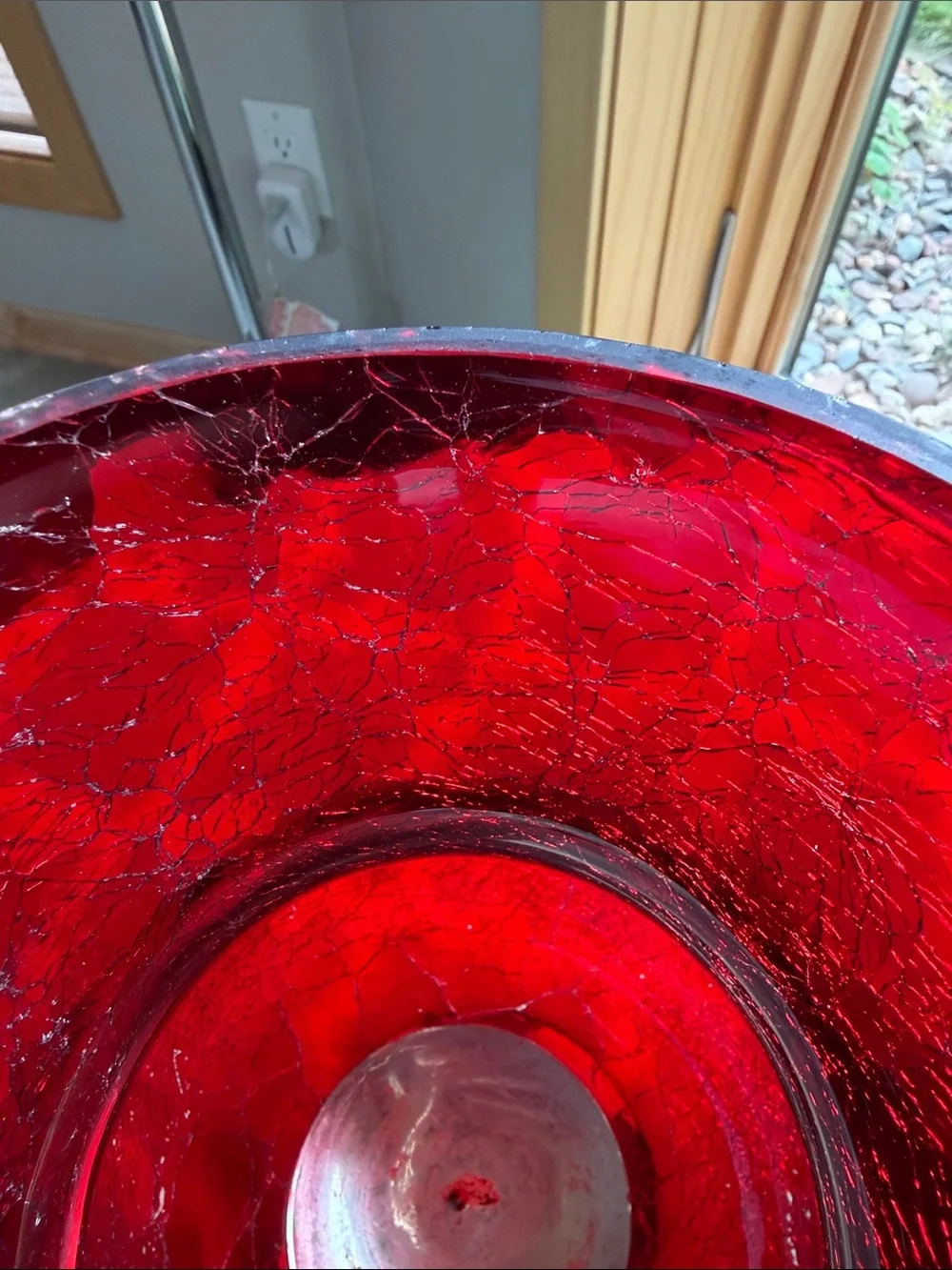 Red Crackled Glass Decorative Vase or Candle Holder - Home Accents